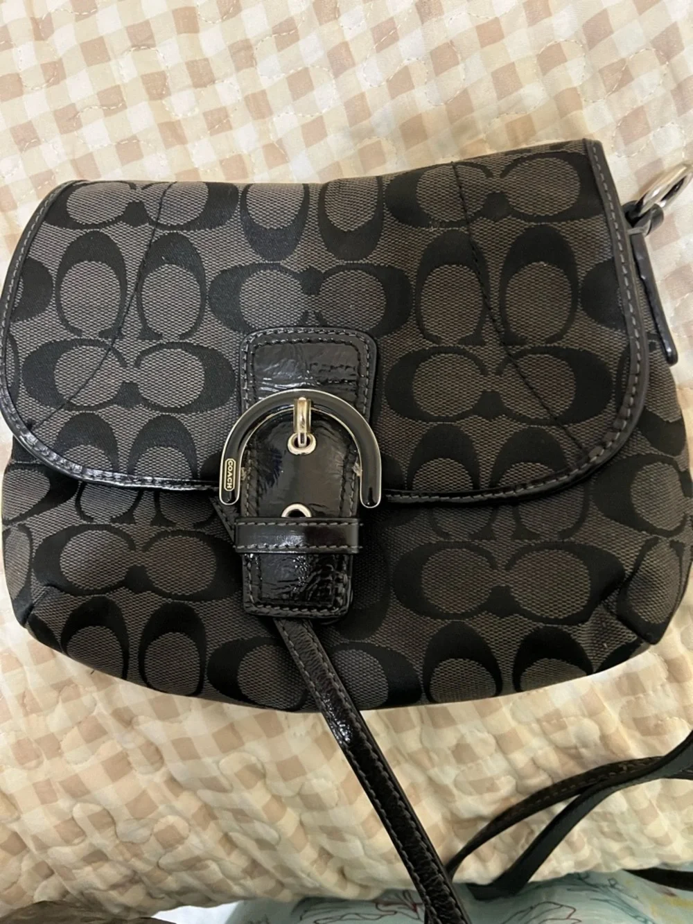 : Vintage Coach Soho Black Signature Canvas Crossbody Bag Y2K Buckle